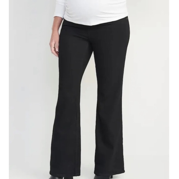 NWT Old Navy Maternity Full Panel Flare Jeans Black - Picture 2 of 8